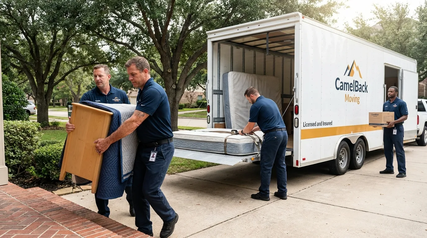 Crew loading residential truck for cross-state move from Monroe, OH